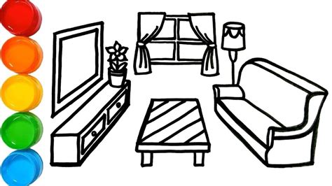 living room drawing easy.